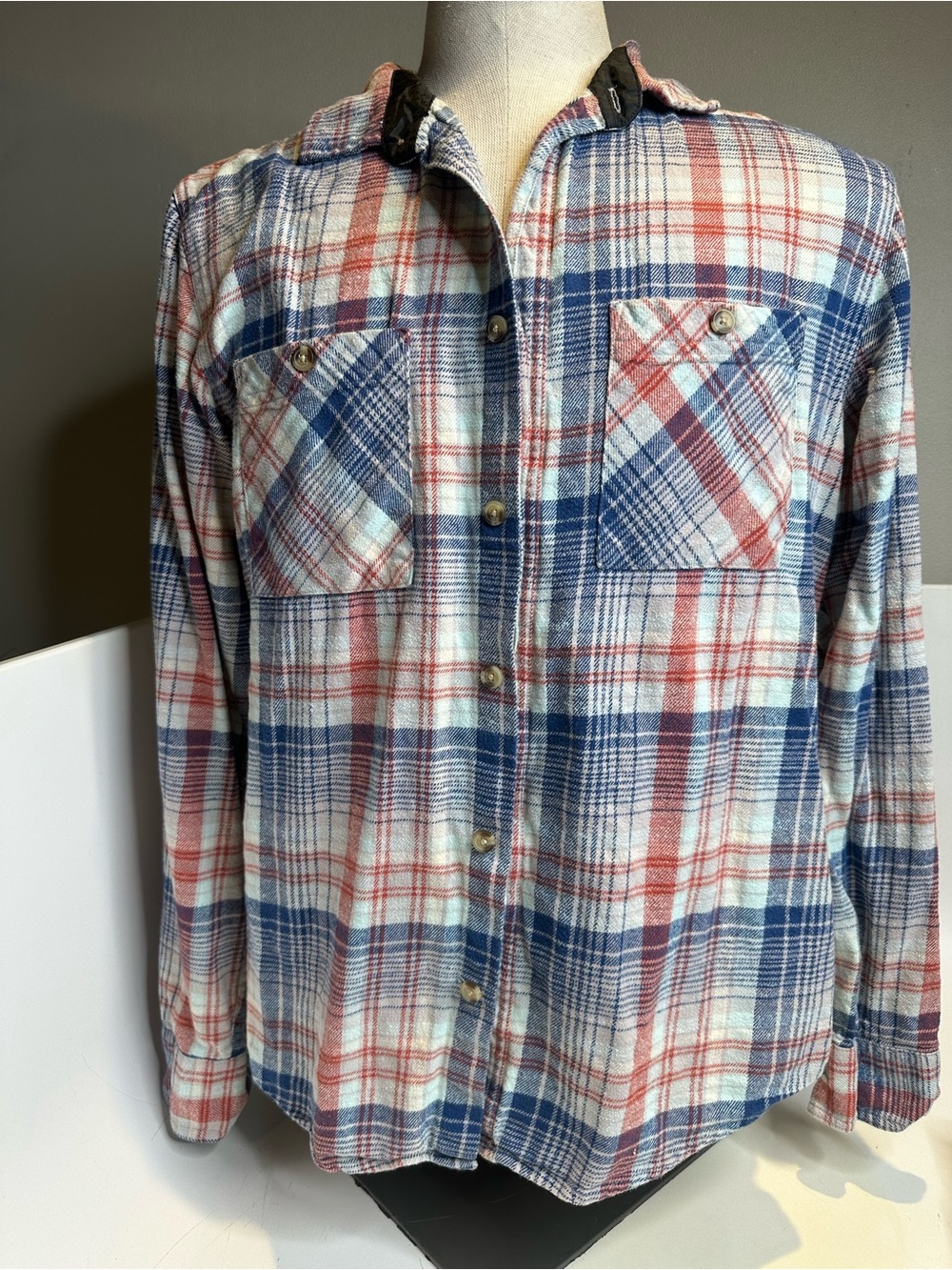 Cotton On Men's Plaid Button-Down Shirt - Blue, Red & White